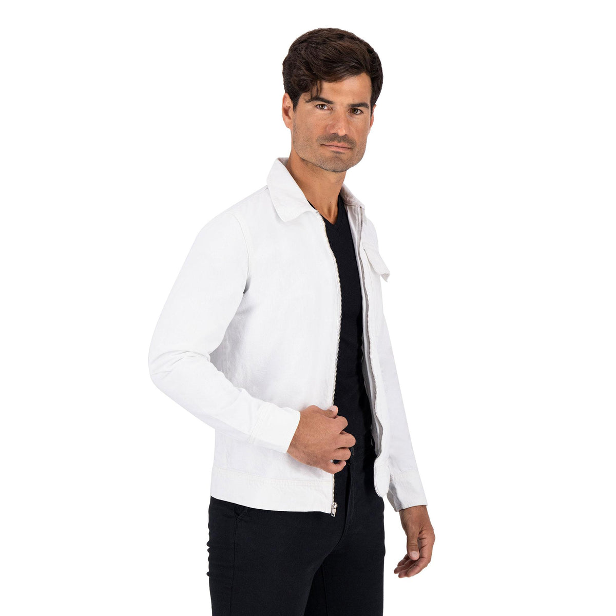 Chamarra sobrecamisa hombre blanca - detalle