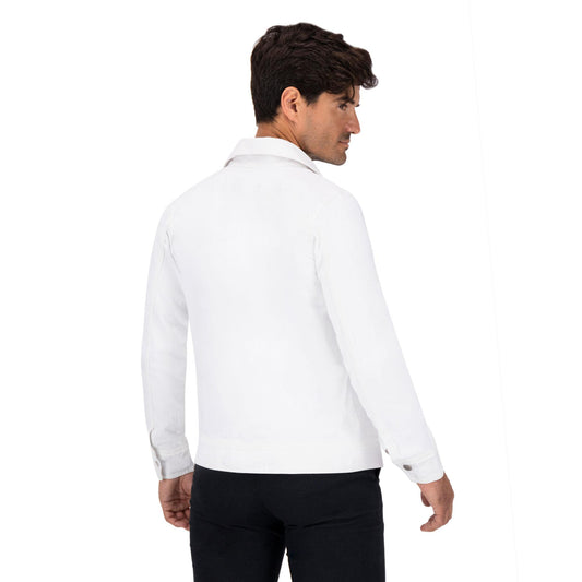 Chamarra sobrecamisa hombre blanca - espalda