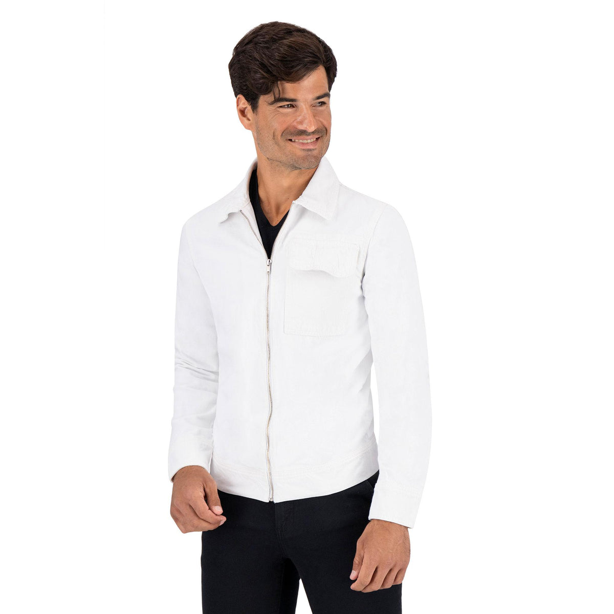 Chamarra sobrecamisa hombre blanca - bolsa