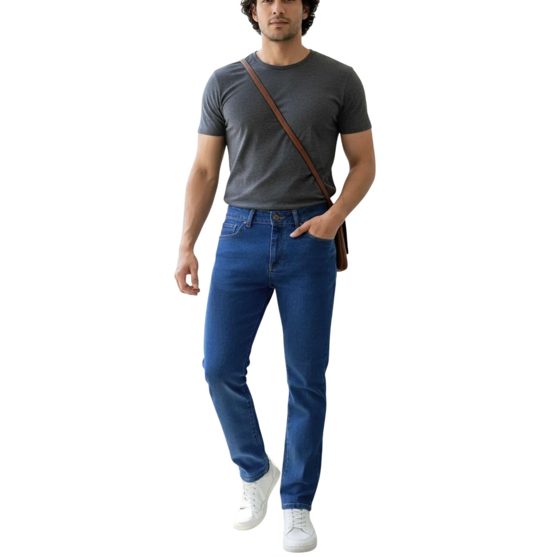 Jeans slim hombre azul claro - frente
