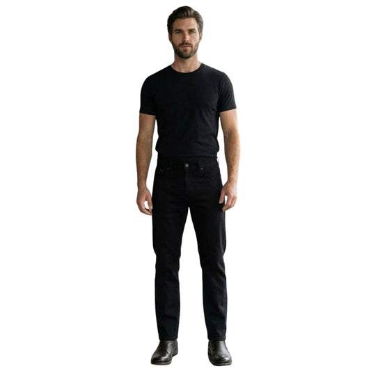 Jeans Rectos Hombre Negro de Mezclilla