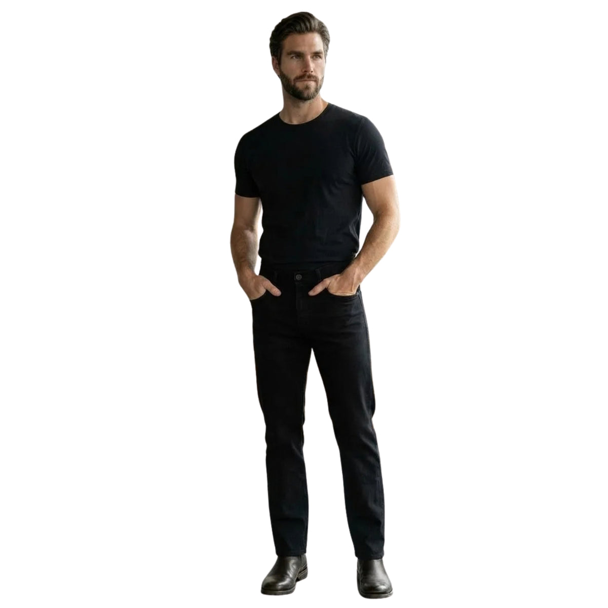 Jeans Rectos Hombre Negro de Mezclilla