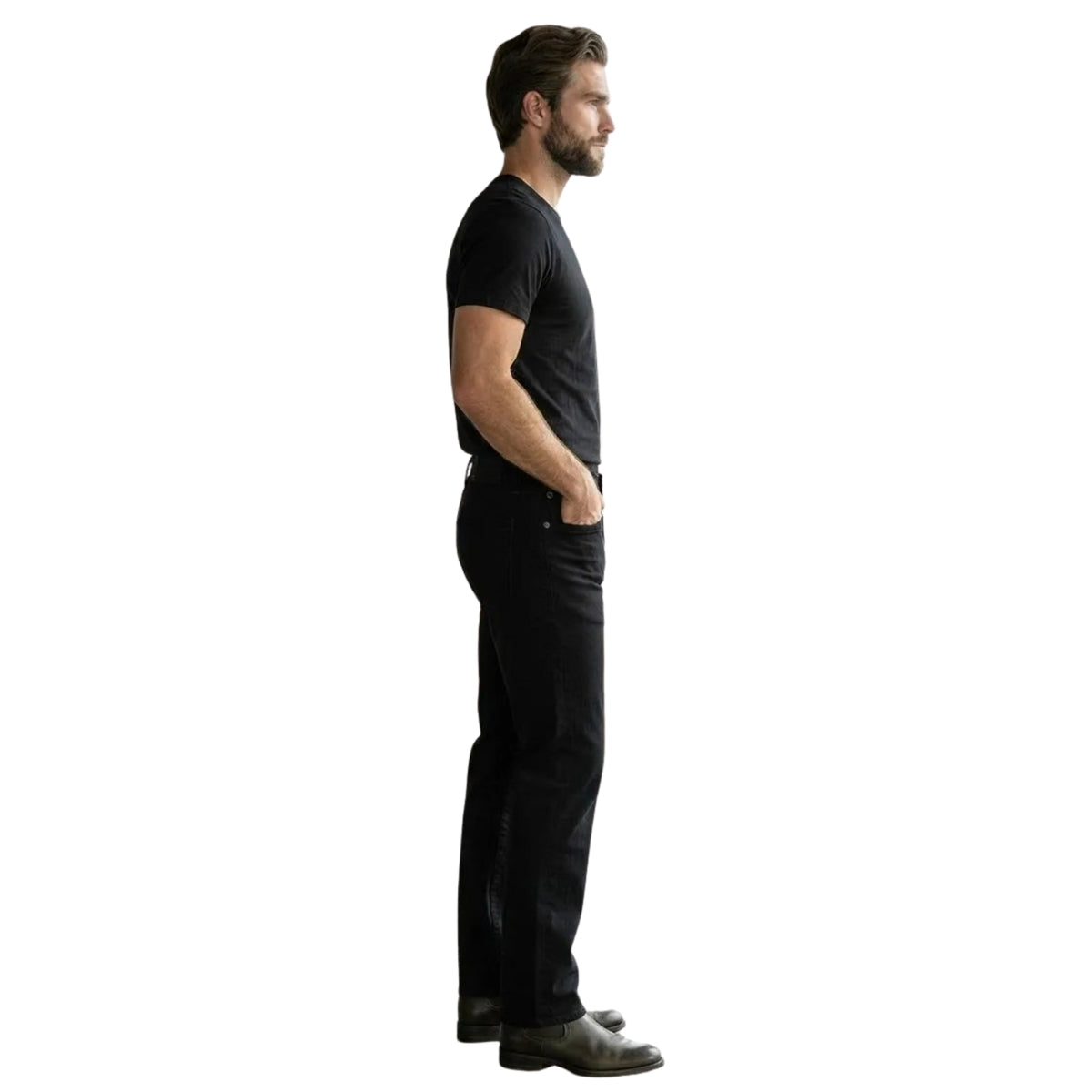 Jeans Rectos Hombre Negro de Mezclilla