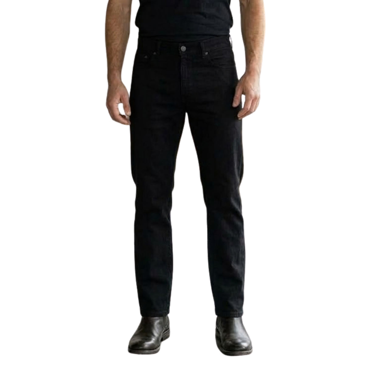Jeans Rectos Hombre Negro de Mezclilla