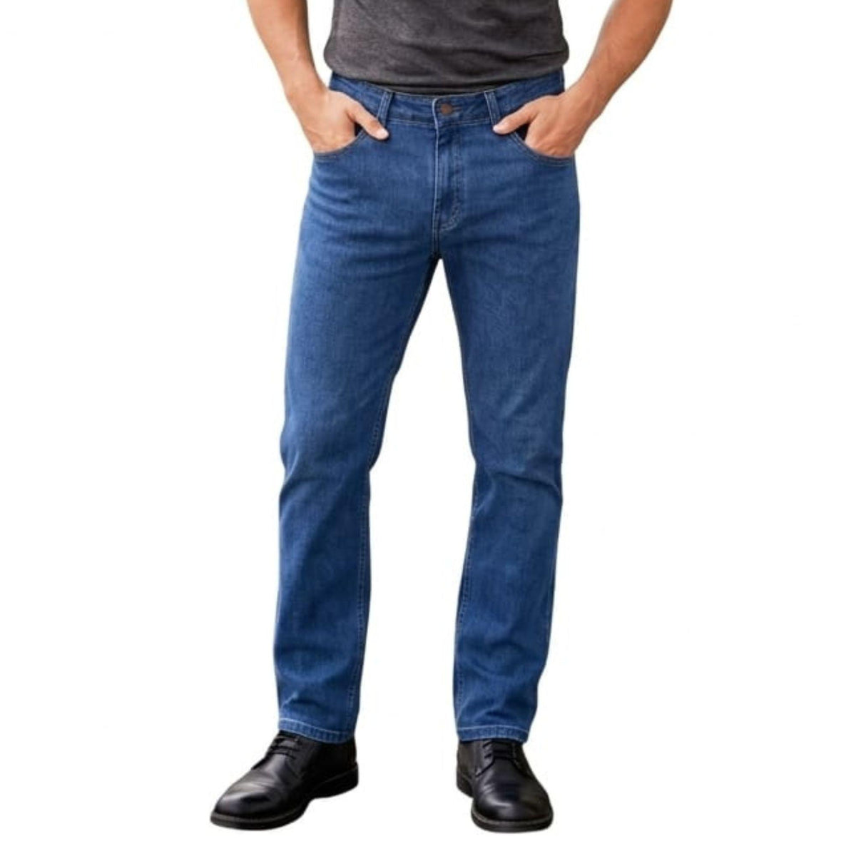 Jeans rectos hombre azul - detalle