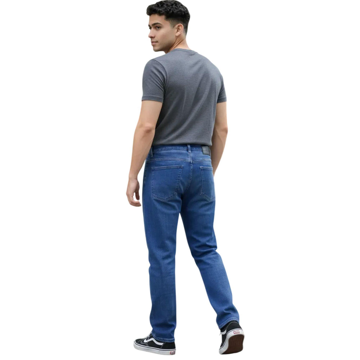 Jeans rectos hombre azul - espalda