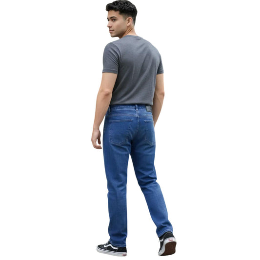 Jeans rectos hombre azul - espalda