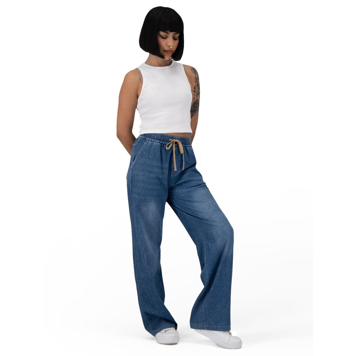 Pantal�n Pierna Amplia Mujer Mezclilla G83209 image 4