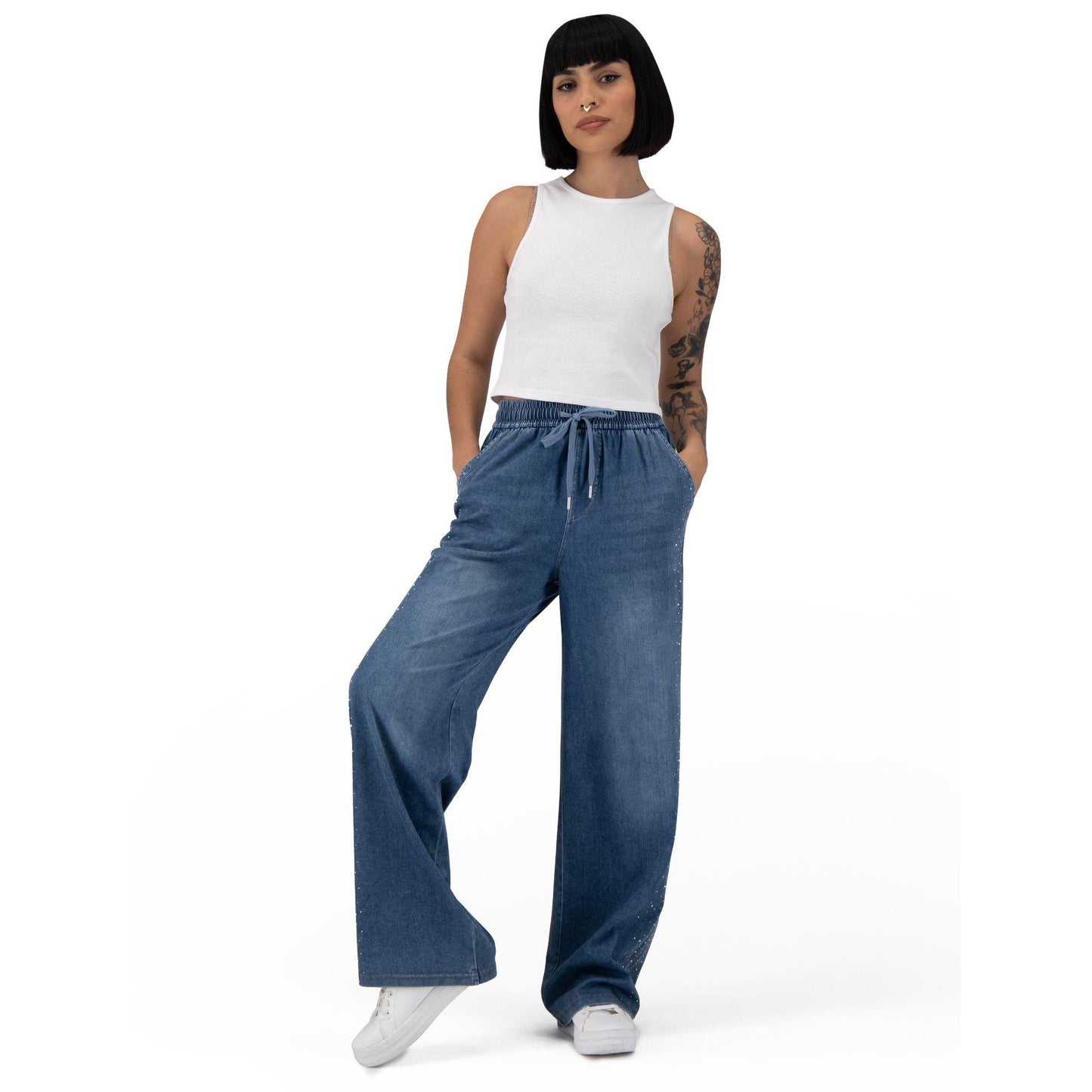 Pantal�n Pierna Amplia Mujer Mezclilla G83186 image 0
