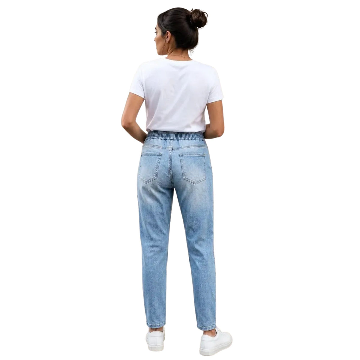 Mom Jeans Mujer Azul de Mezclilla Stretch con Pretina