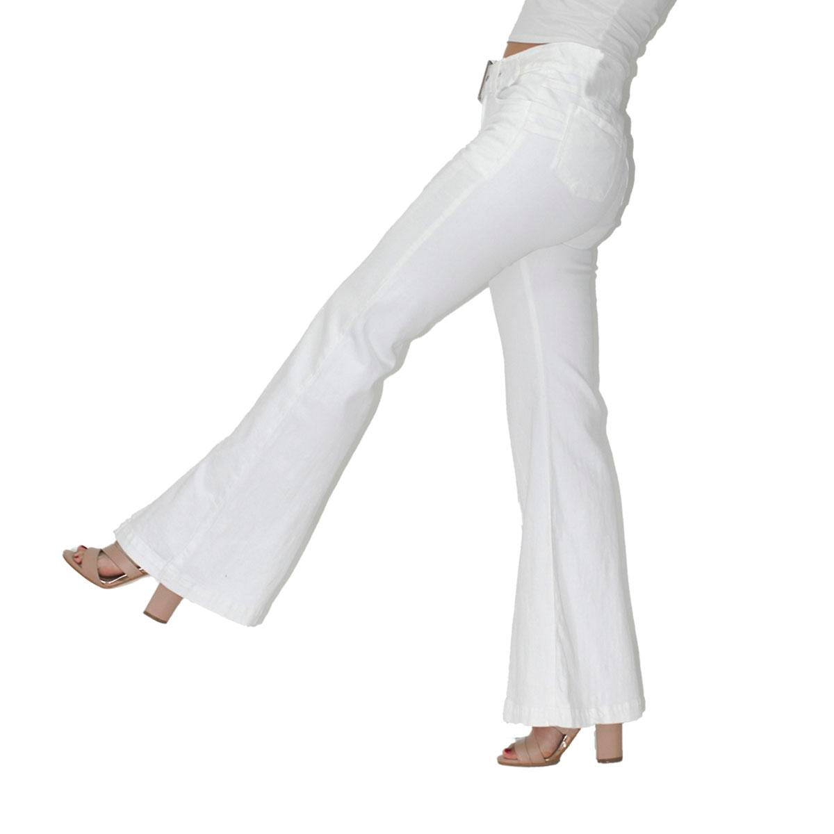 Jeans acampanados Magic Pomp blanco - lateral