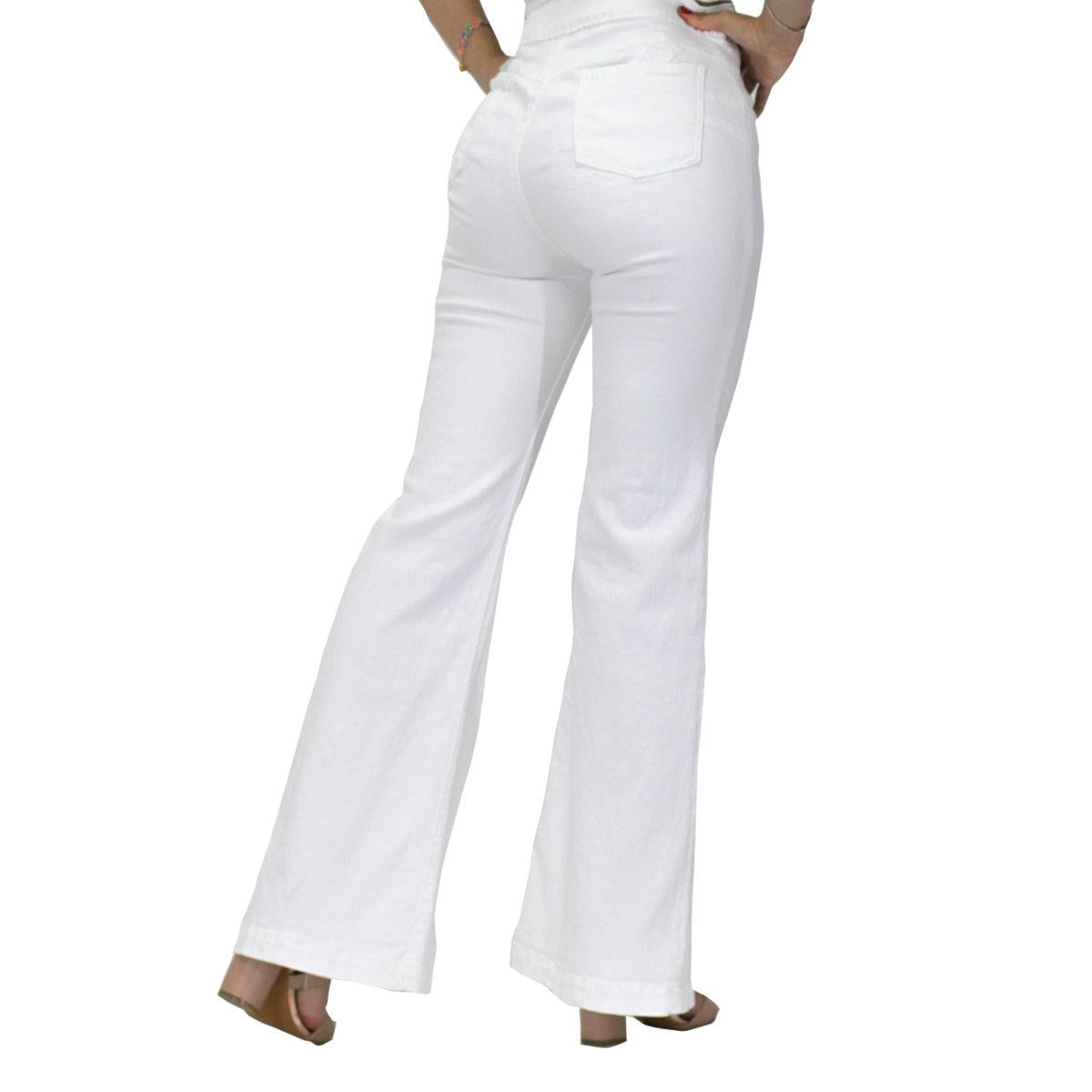 Jeans acampanados Magic Pomp blanco - detalle