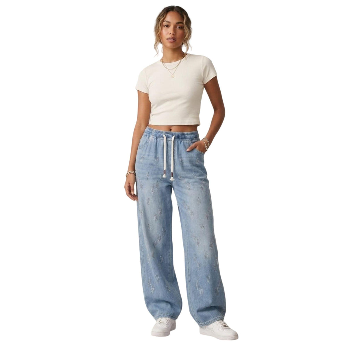 Pantal�n Pierna Amplia Mujer Mezclilla G83187 - Azul Medio, 11 image
