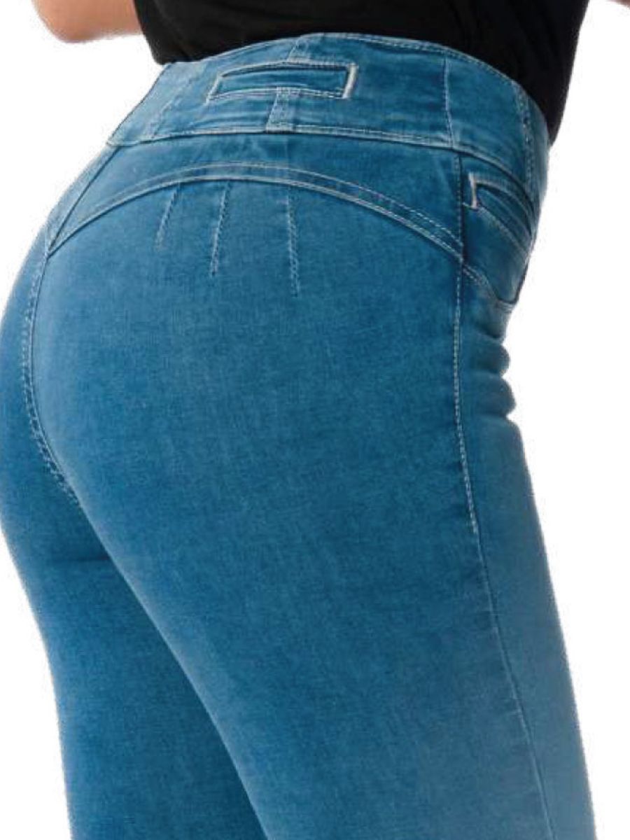 Jeans Corazón Cintura Alta Skinny / color azul medio