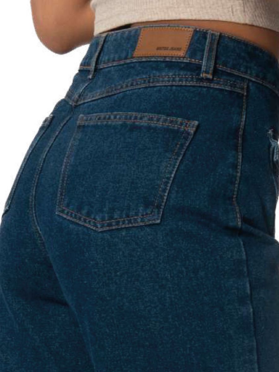 Jeans Cintura Alta Pierna Amplia / color azul oscuro