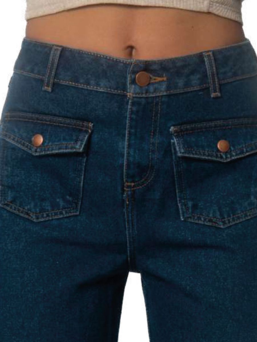 Jeans Cintura Alta Pierna Amplia / color azul oscuro