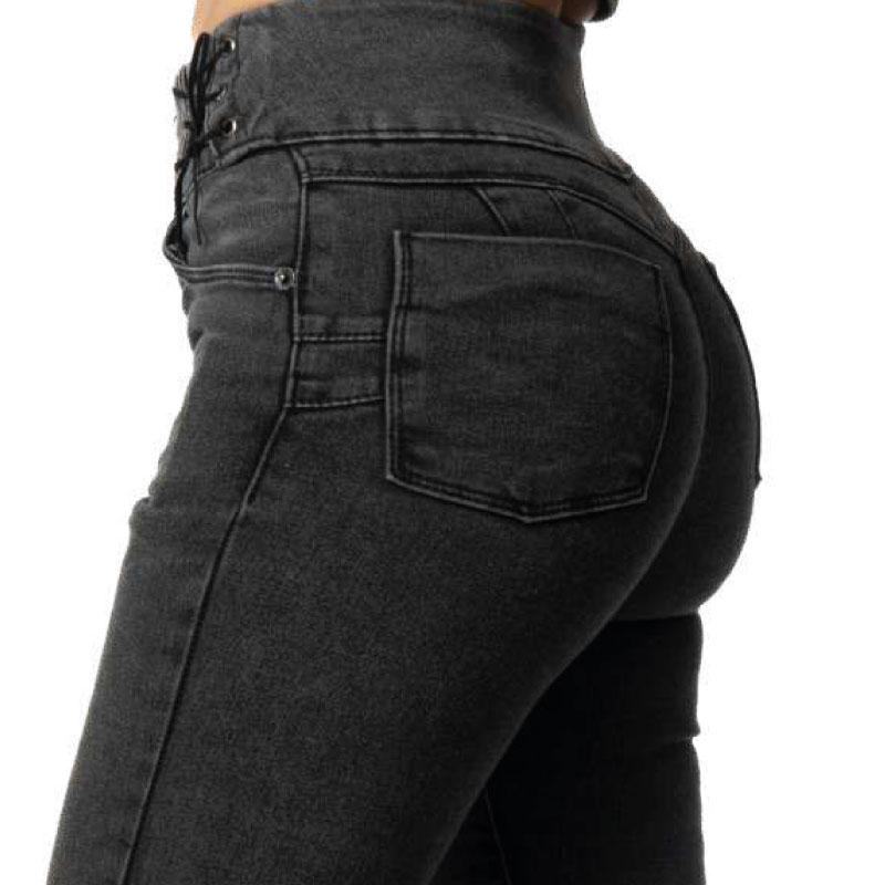 Jeans Magic Cintura Alta Skinny / color negro acid wash