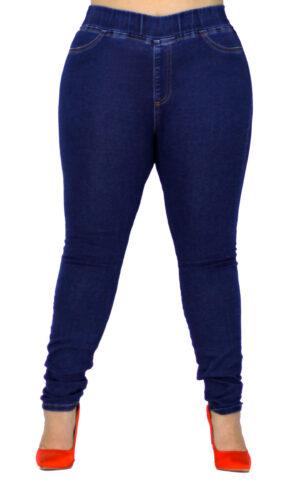 Jeans Pull On Cintura Alta Super Skinny / color azul oscuro