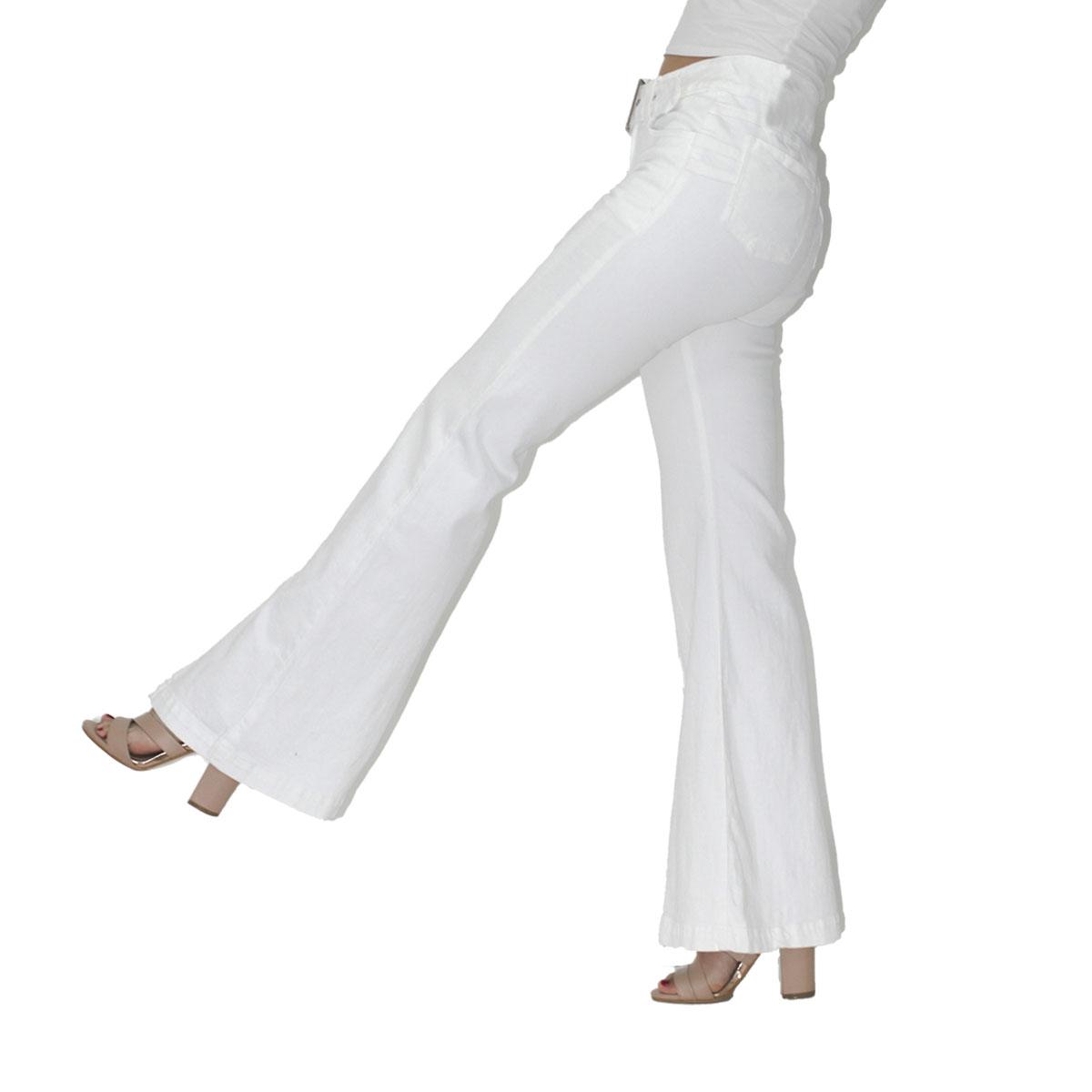 Pantalón Acampanado Britos Jeans Mujer Blanco Magic Pomp - Britos Jeans