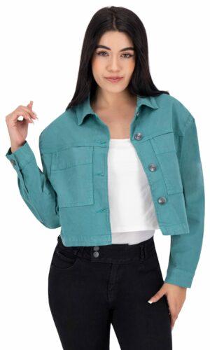 Chamarra Crop Mujer Gabardina 025347