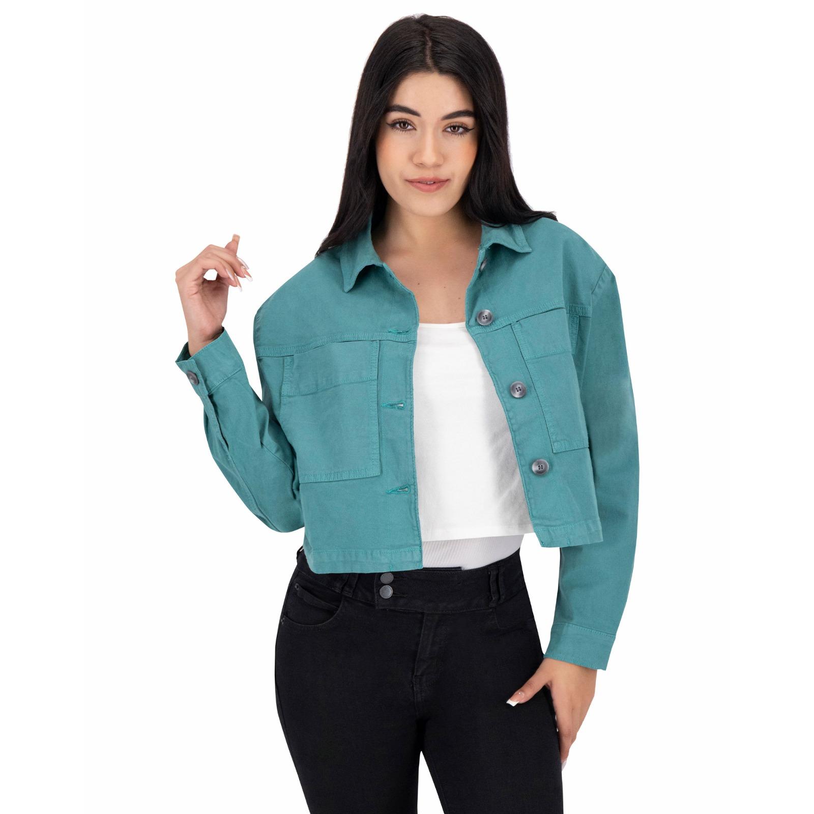 Chamarra Crop Mujer Gabardina 025347