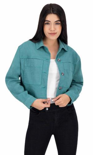 Chamarra Crop Mujer Gabardina 025347