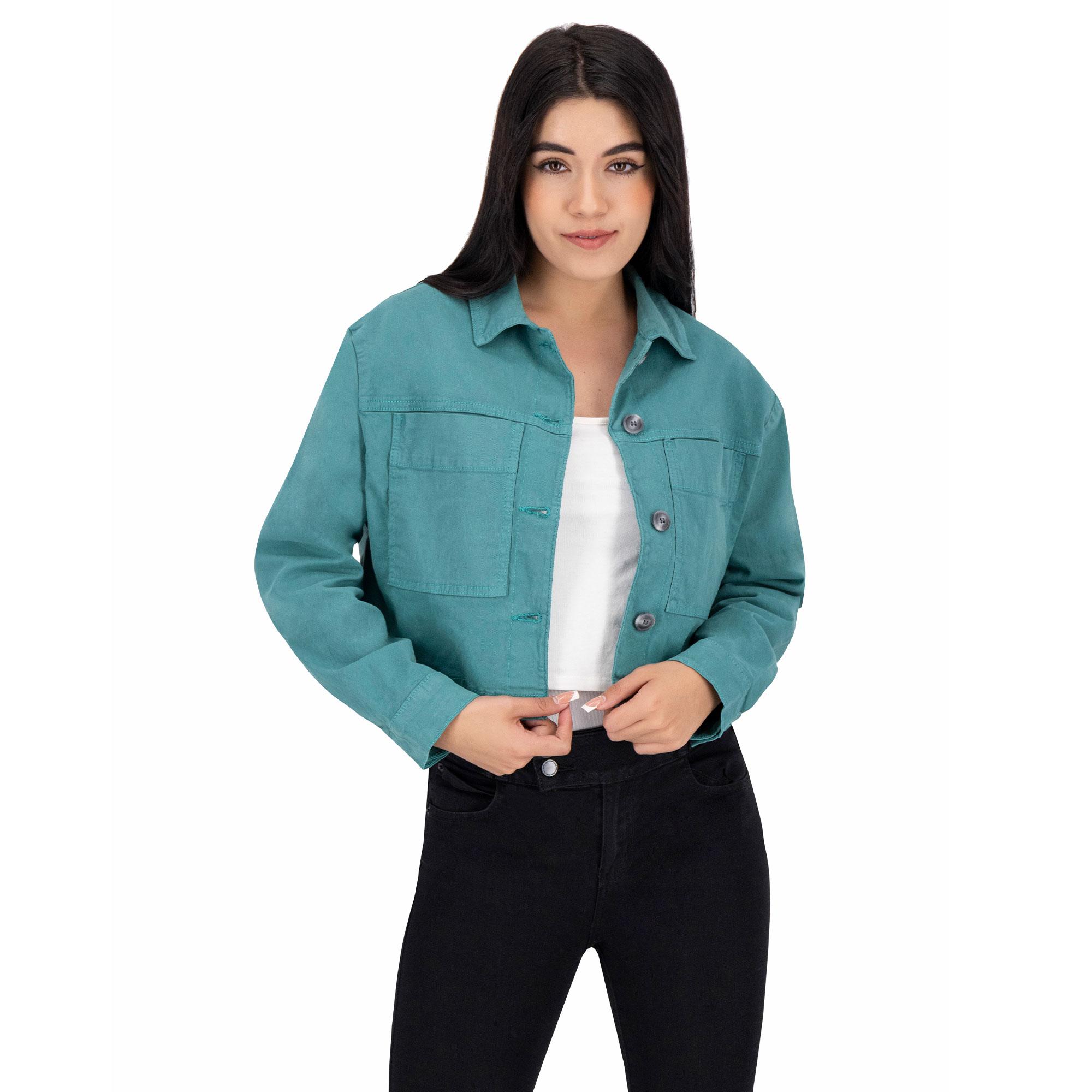 Chamarra Crop Mujer Gabardina 025347