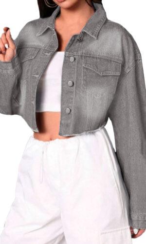 Chamarra Crop Mujer Mezclilla 025824