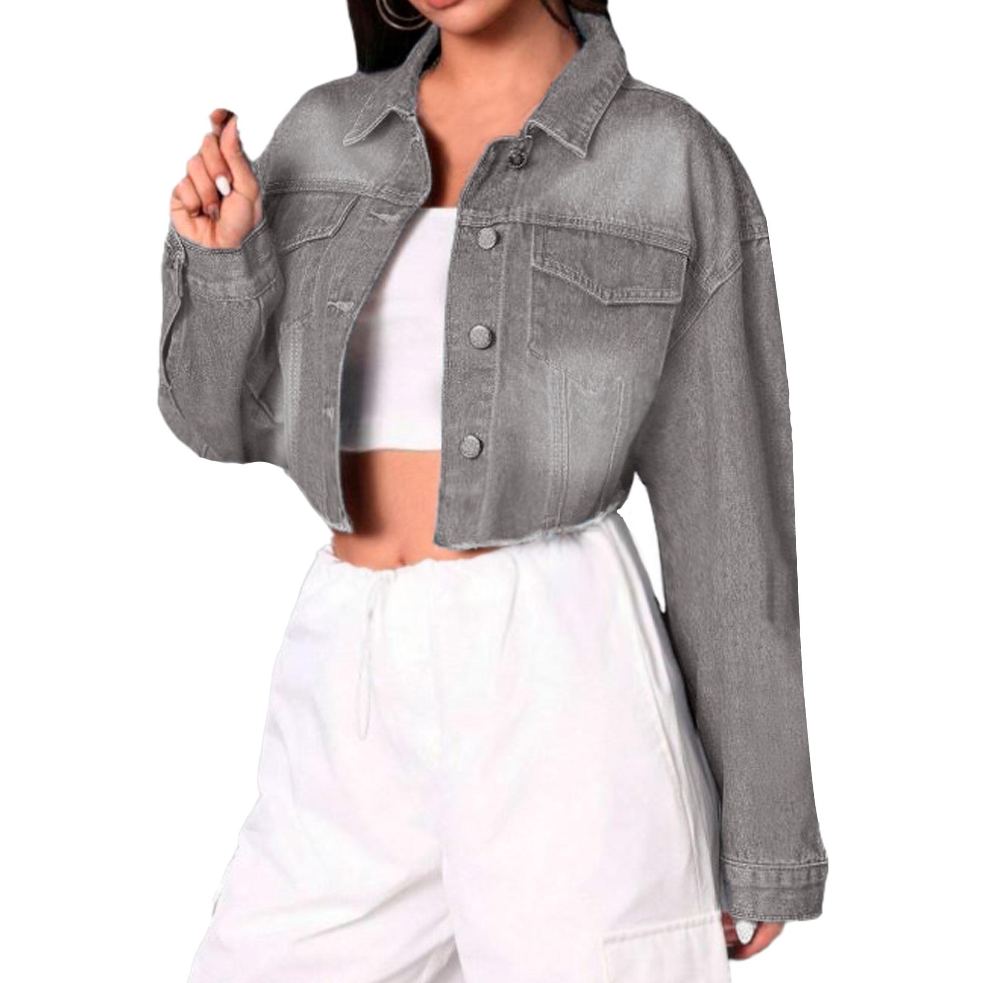 Chamarra Crop Mujer Mezclilla 025824