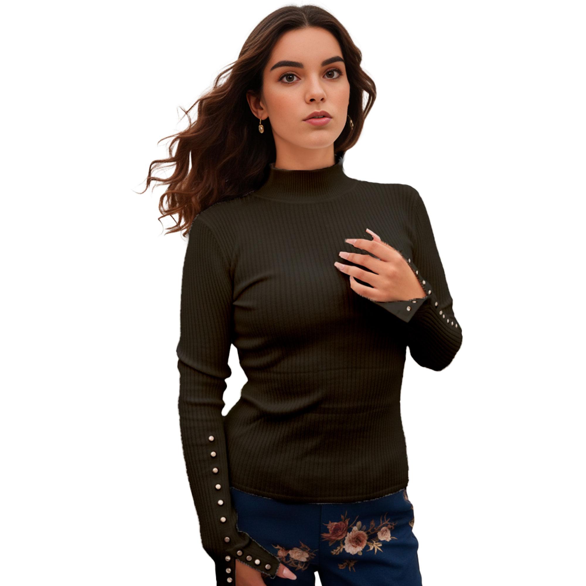 Suéter Cuello Alto Mujer Algodón Sr3062
