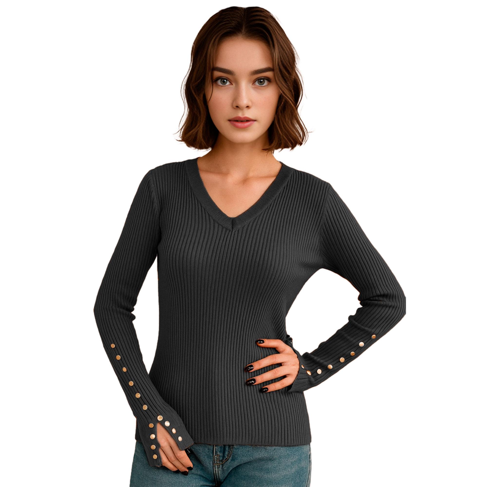 Suéter Cuello V Mujer Algodón Sr3063