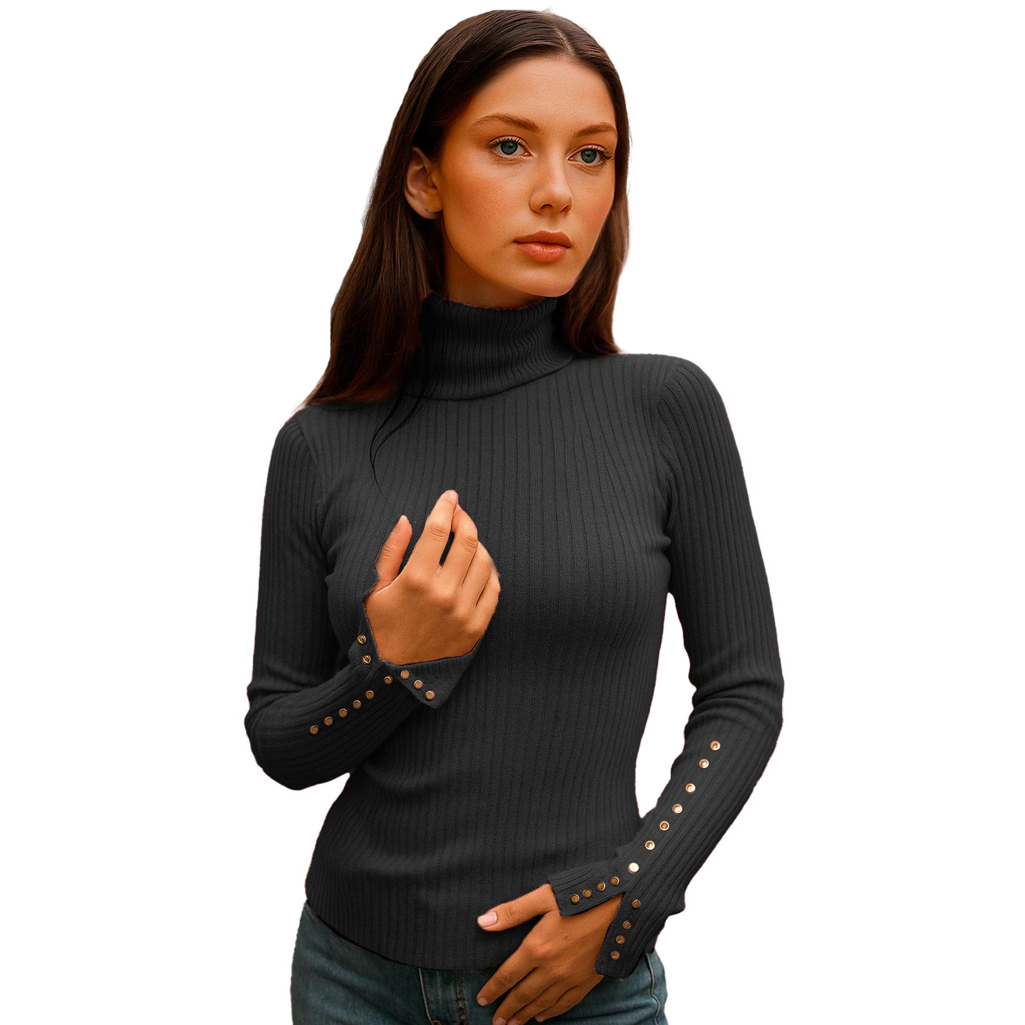 Suéter Cuello Alto Mujer Algodón Sr3070