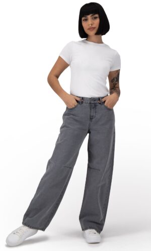 Pantalón Barrel Mujer Mezclilla Gris 025907