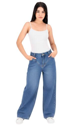 Pantalón Recto Mujer Mezclilla Azul 025787