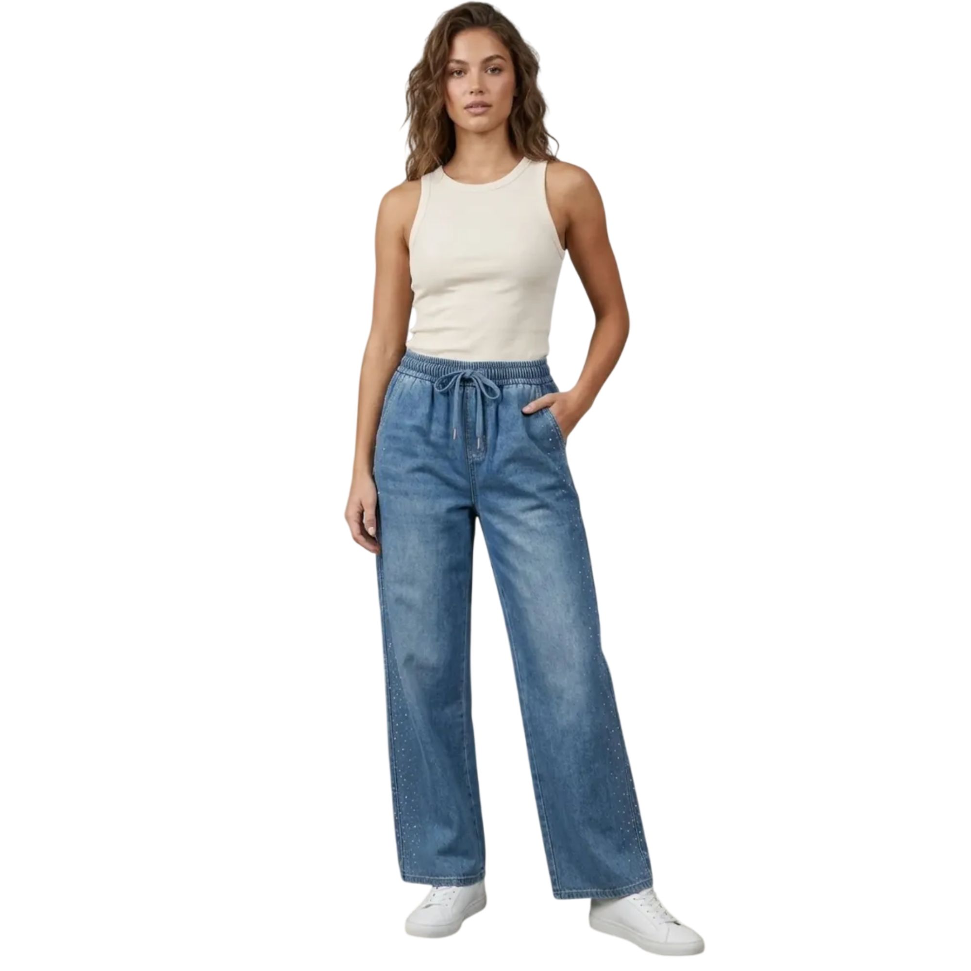 Pantalón Pierna Amplia Mujer Mezclilla G83186