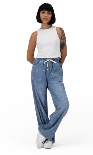 Pantalón Pierna Amplia Mujer Mezclilla G83187
