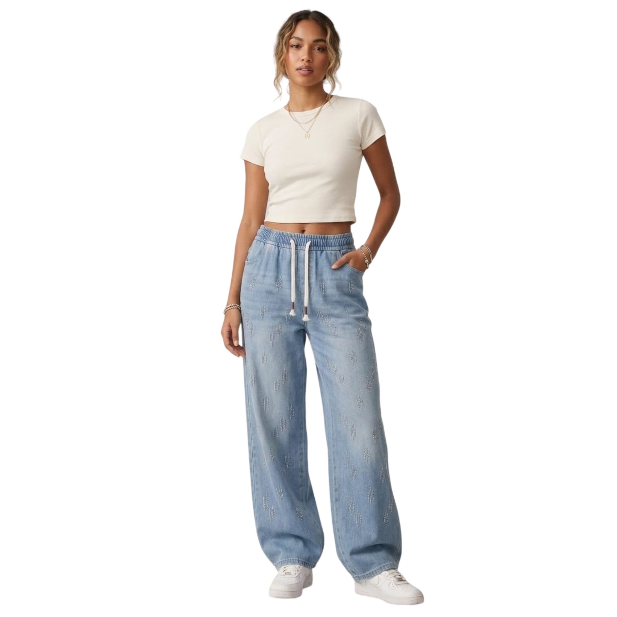 Pantalón Pierna Amplia Mujer Mezclilla G83187