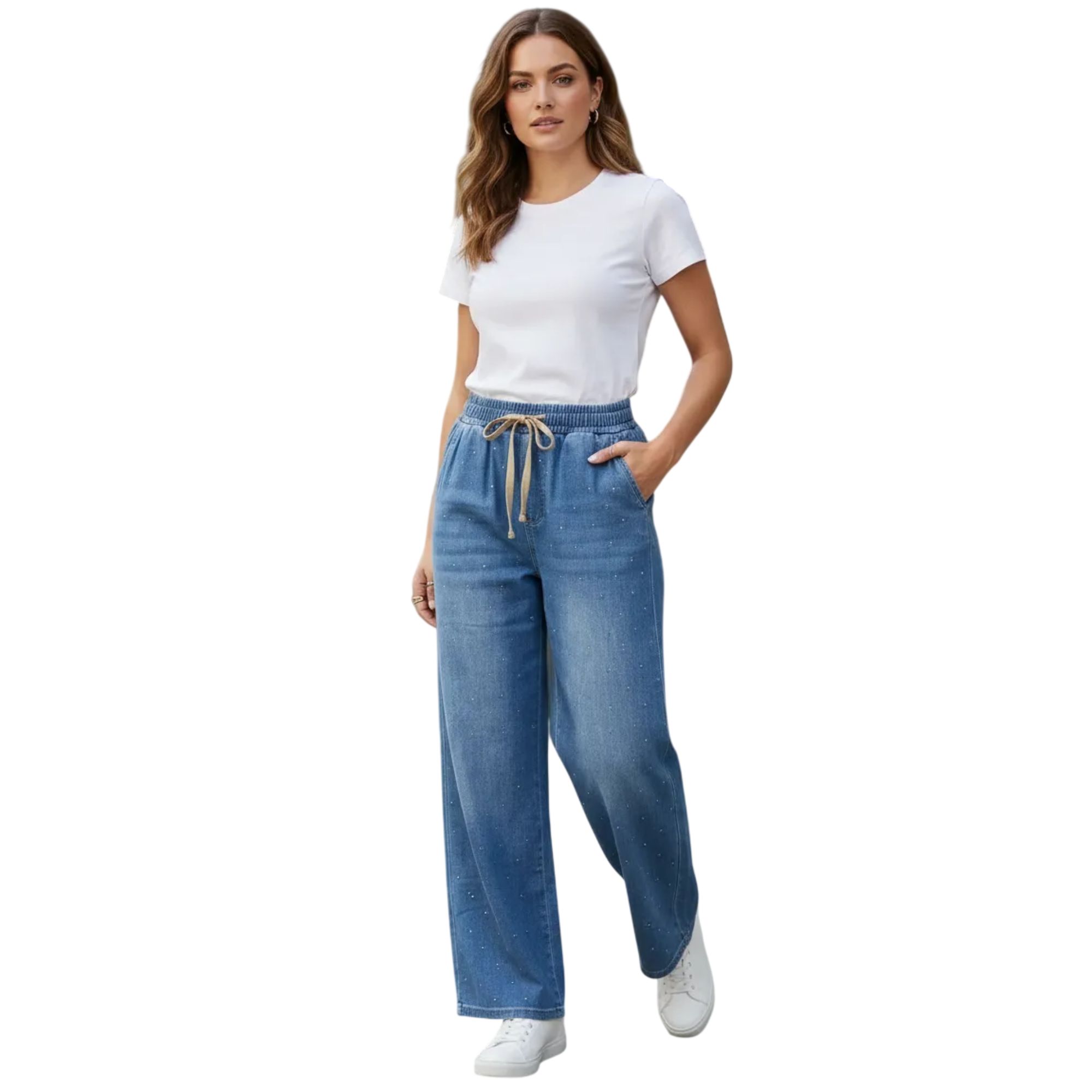 Pantalón Pierna Amplia Mujer Mezclilla G83209