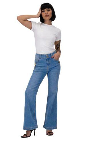 Pantalón Acampanado Mujer Mezclilla 025912