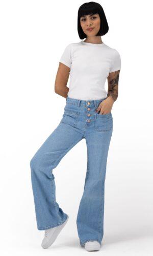 Pantalón Acampanado Mujer Mezclilla 026069